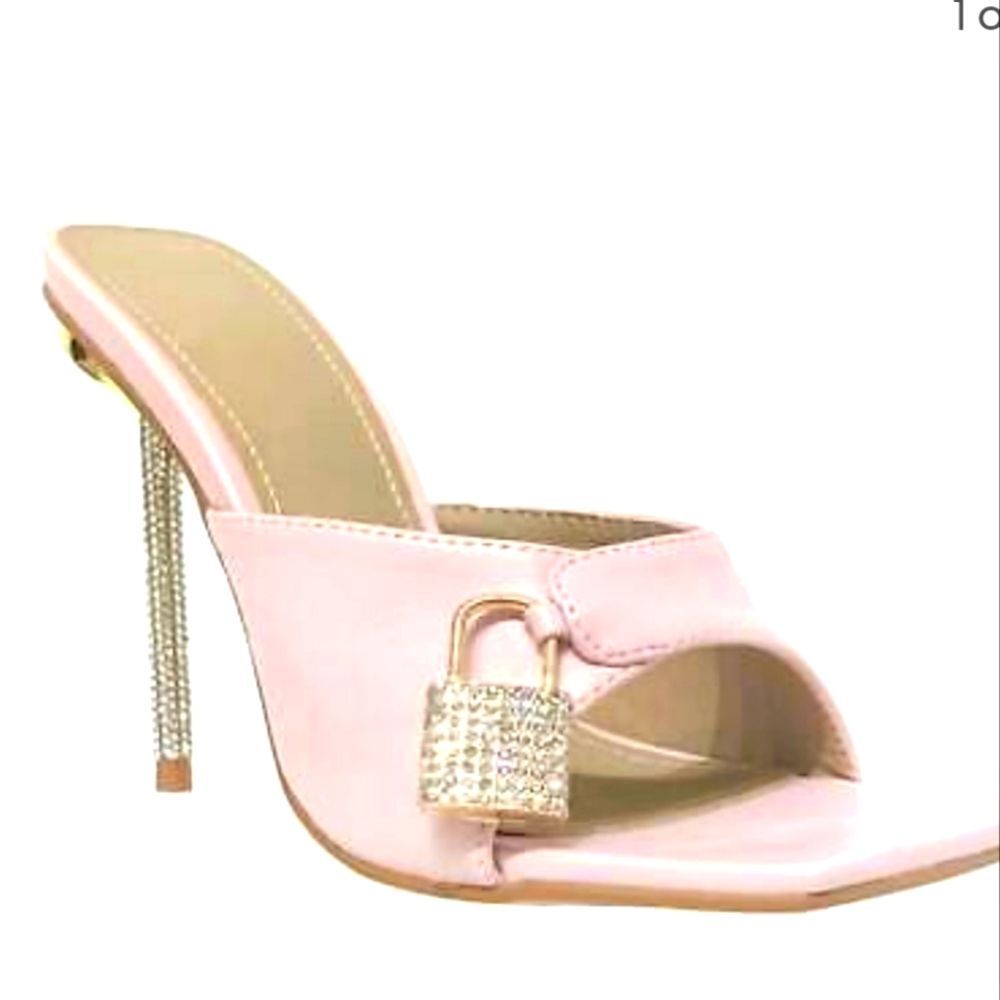 Lemonade Jadore Pink Lick & Key Diamante Peep Toe Heel